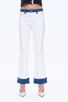 Paneled Straight Leg White Trousers-Straight-BAYEAS