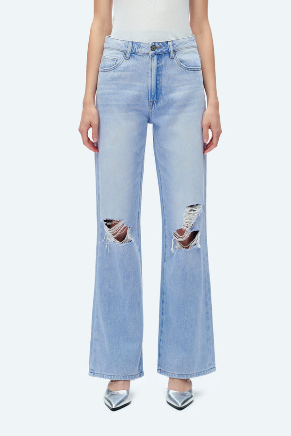 High Rise Wide Leg Denim Jeans-Wide Leg-BAYEAS