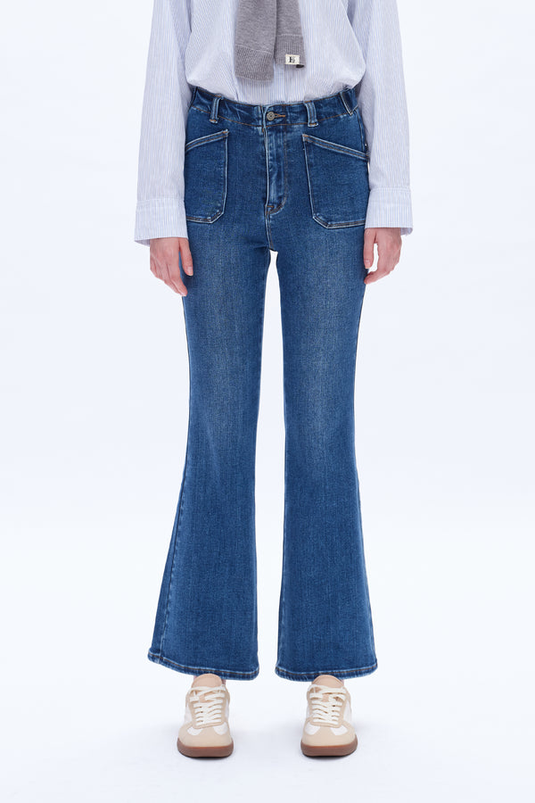 High Rise Flare Denim Jeans-Flare & Bootcut-BAYEAS