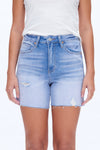 Lily Ripped Denim Shorts-Shorts-BAYEAS