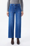 High Rise Relaxed Ankle Raw Hem Straight Leg Jeans