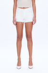 Lisa Raw Edge Hem White Jeans-Shorts-BAYEAS