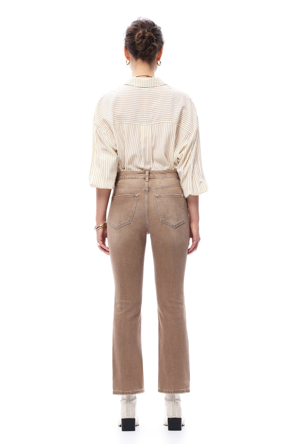 High Rise Cropped Flare Denim Jeans