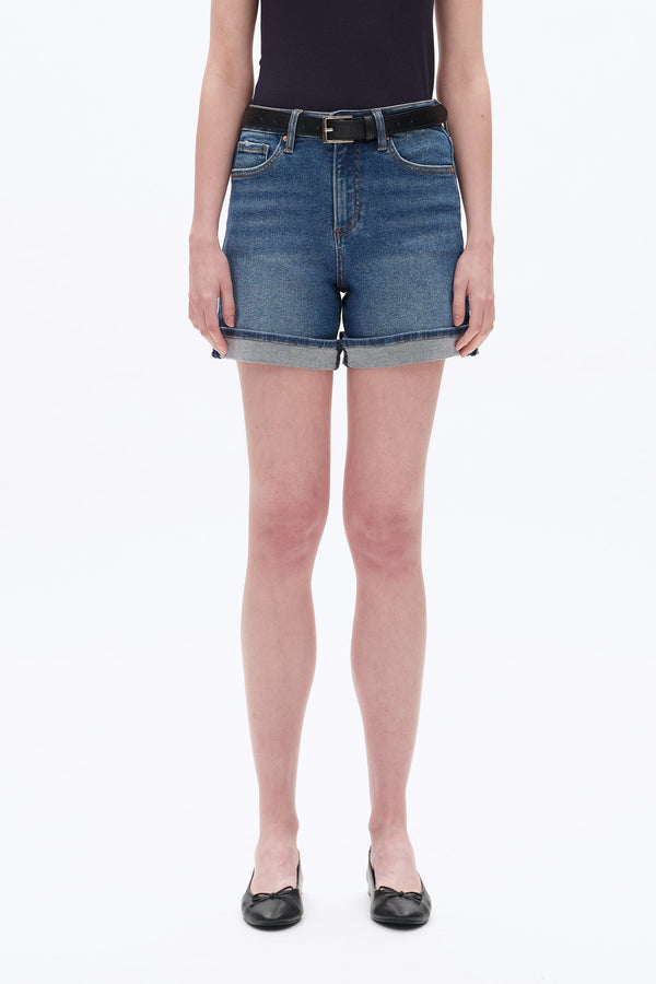 Classic Rolled Hem Denim Shorts-Shorts-BAYEAS