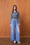 Distressed High Rise Wide Leg Jeans