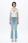 High Rise Rhinestone Jeans-Flare-BAYEAS