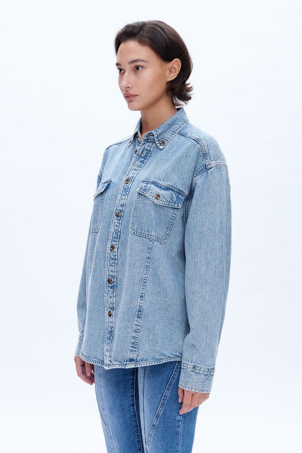 Oversized Denim Shirt for Women-Shirts-BAYEAS