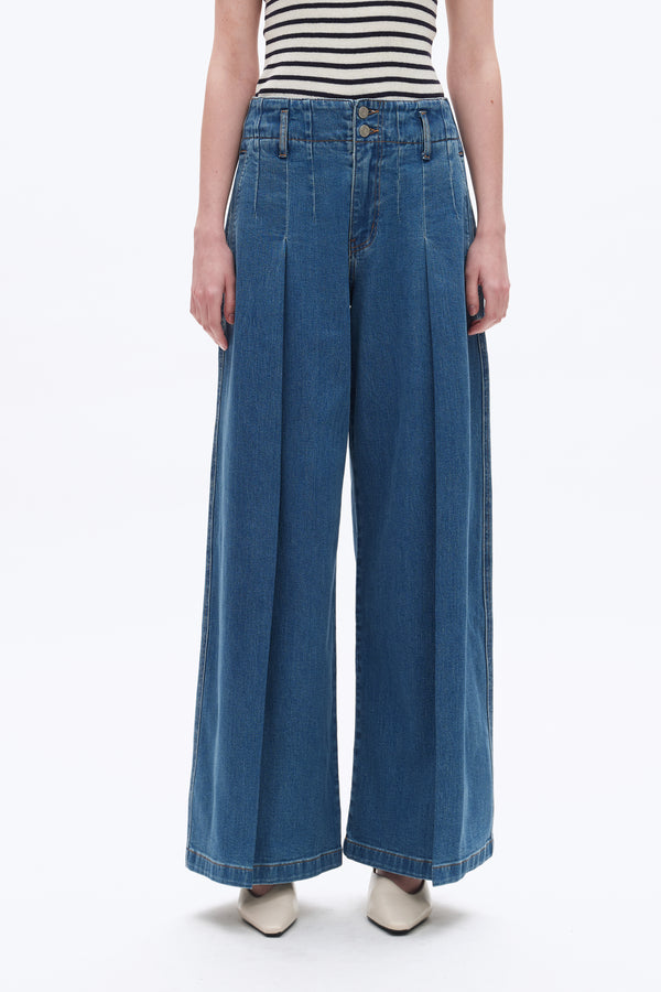 Vintage Pleated Baggy Jeans-Wide Leg-BAYEAS