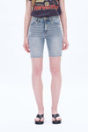 Ally Mid Rise Denim Shorts With Raw Hem-Shorts-BAYEAS