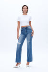 High Rise Wide Leg Denim Jeans-Wide Leg-BAYEAS