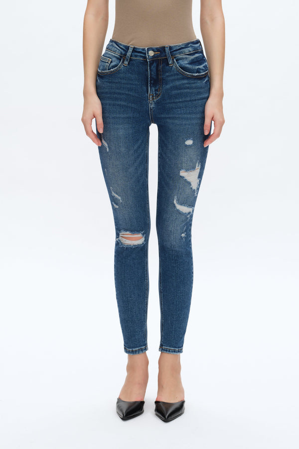 Anna High Rise Distressed Skinny Jeans-Skinny-BAYEAS