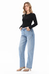 Mid Rise Barrel Leg Jeans