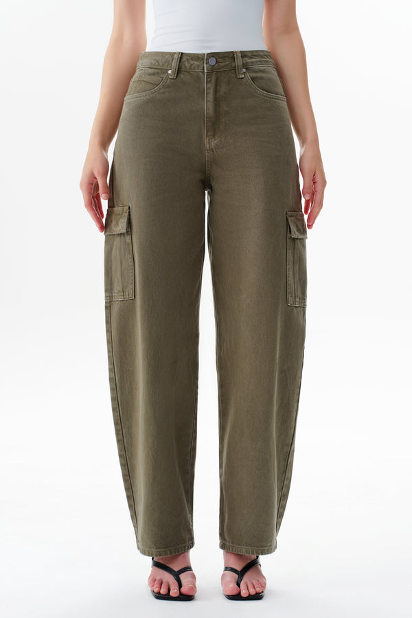 Low Rise Cargo Drop Crotch Barrel Leg Pants