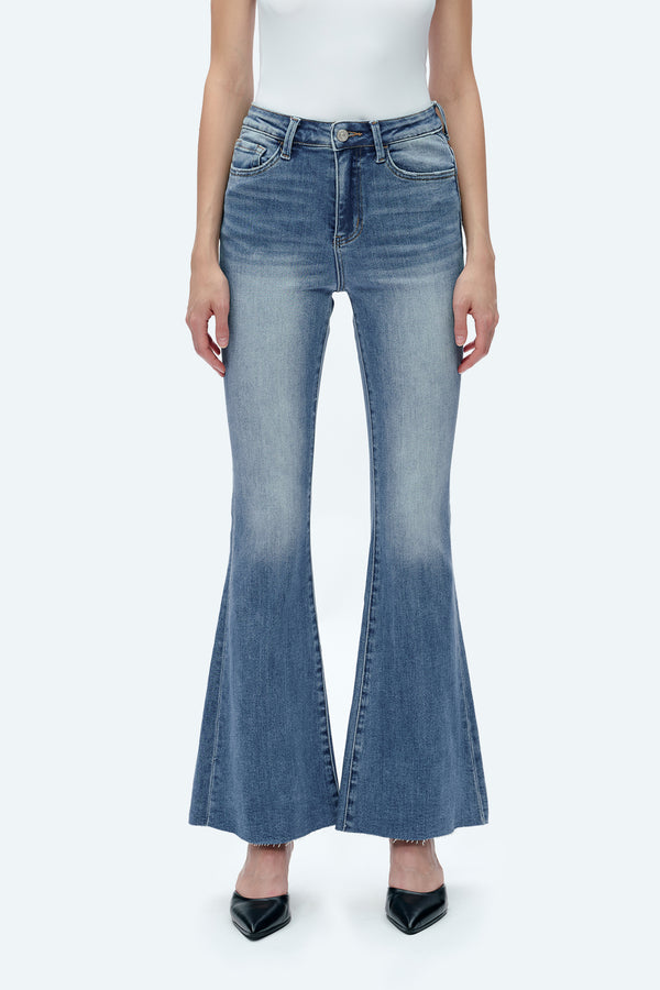 Butt Lifting Flare Denim Jeans-Flare & Bootcut-BAYEAS
