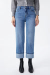 High Rise Relaxed Cuffed Straight Leg Jeans