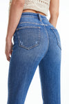 High Rise Flare Jeans With Frayed Hem-Flare & Bootcut-BAYEAS