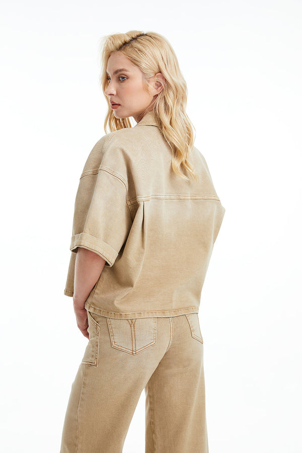 Puffy Sleeve Denim Jacket-Jackets-BAYEAS