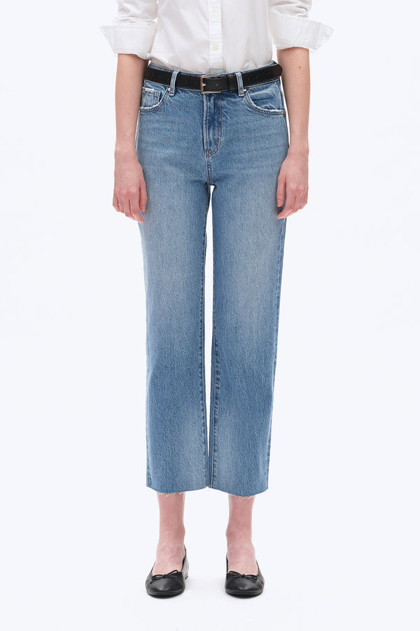 High Rise Straight Denim Jeans-Straight-BAYEAS