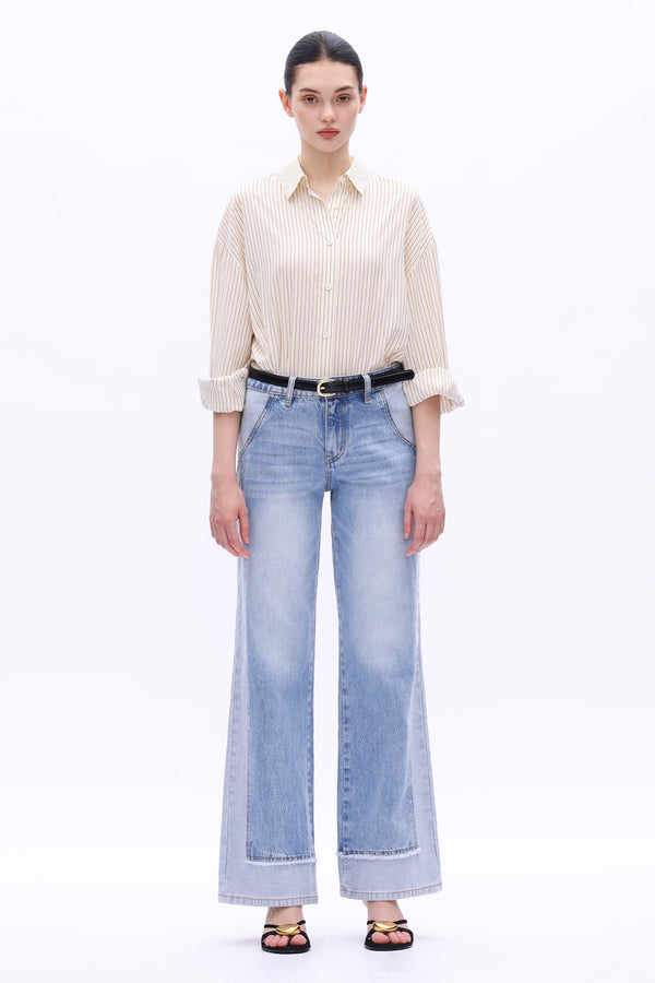 JEREMY MID-RISE TWO-TONES WIDE LEG-BAYEAS