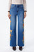 New York High Rise Embroidered Wide Leg Jeans