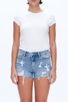 Emma Mid Rise Distressed Denim Shorts-Shorts-BAYEAS