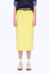 Midi Denim Skirt with Back Slit-Skirts-BAYEAS