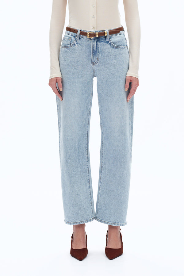 Mid Rise Barrel Leg Jeans-Wide Leg-BAYEAS