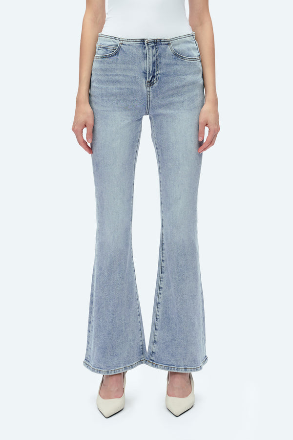 High Rise Bootcut Flare Denim Jeans-Flare & Bootcut-BAYEAS