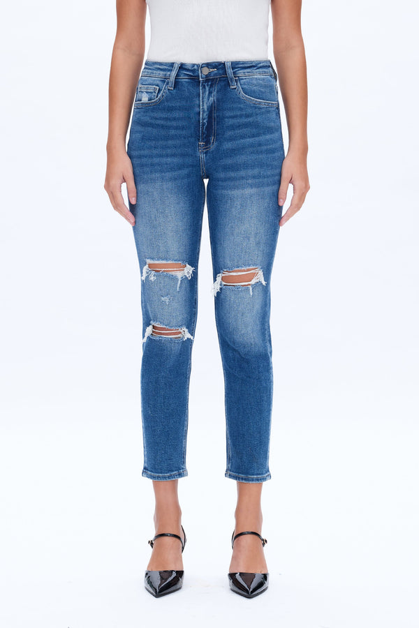 Distressed Mom Jeans-Mom Jeans-BAYEAS