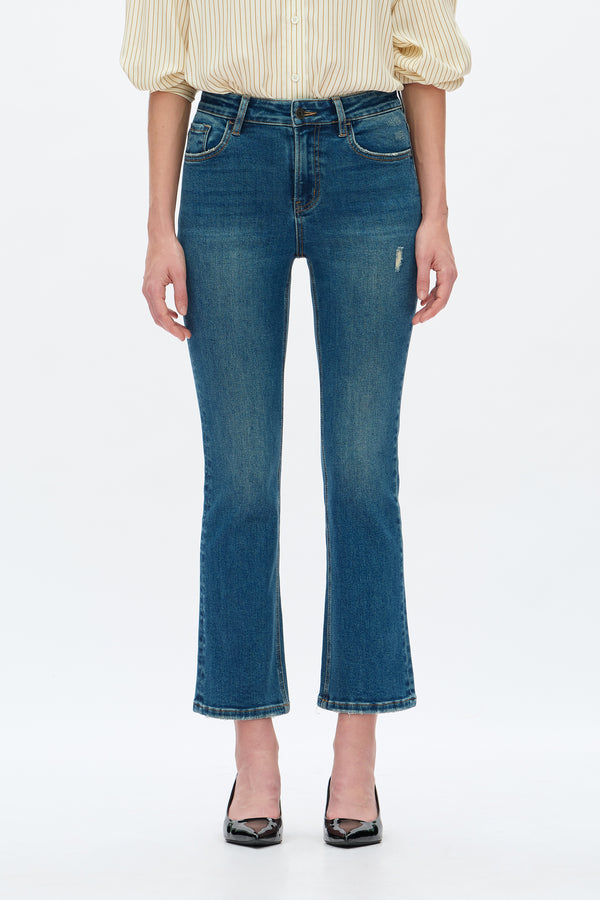 High Rise Cropped Flare Pants
