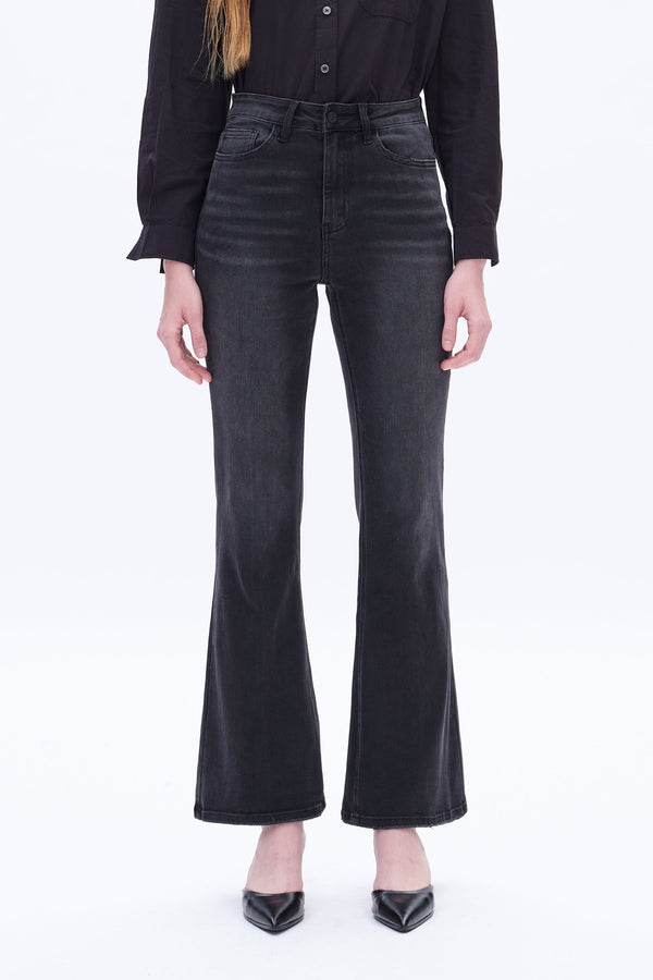 High-Rise Bootcut Jeans with Slit-Flare & Bootcut-BAYEAS