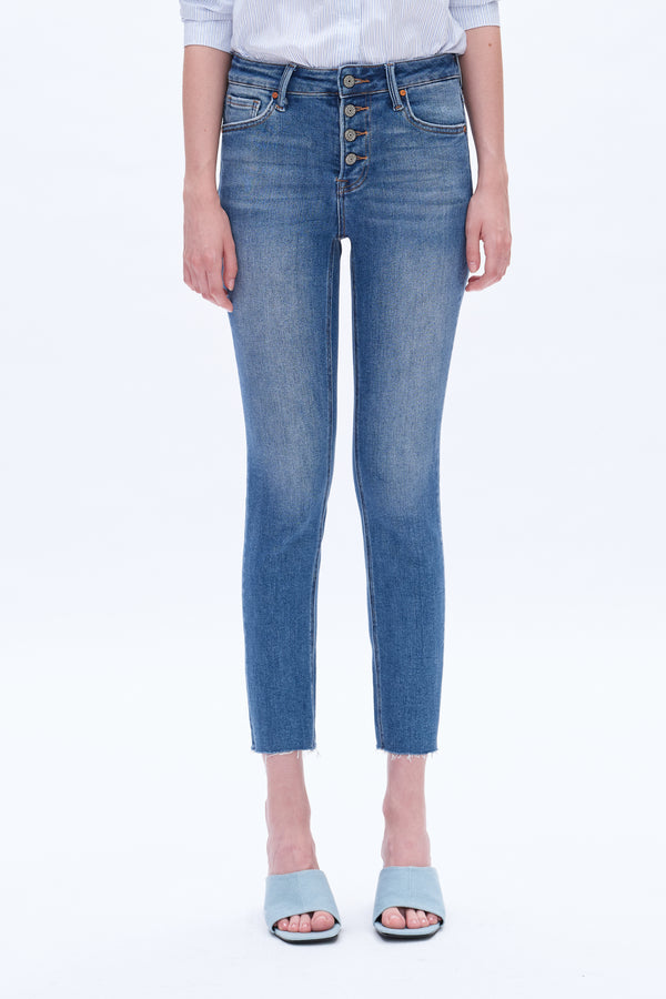 High Rise Skinny Jeans-Skinny-BAYEAS