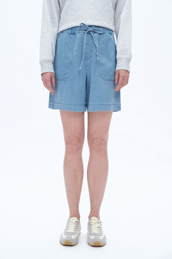 Relax Drawstring Denim Shorts-Shorts-BAYEAS