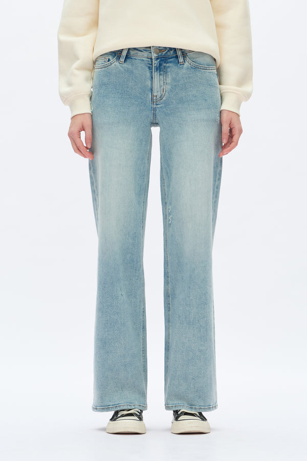 Mid Rise Wide Leg Denim Jeans