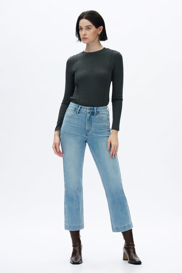 High Rise Straight Jeans-Straight-BAYEAS
