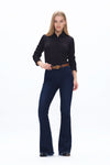 High Rise Flare Denim Jeans-Flare & Bootcut-BAYEAS