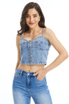 Lunna Denim Corset Top for Women-Corset-BAYEAS