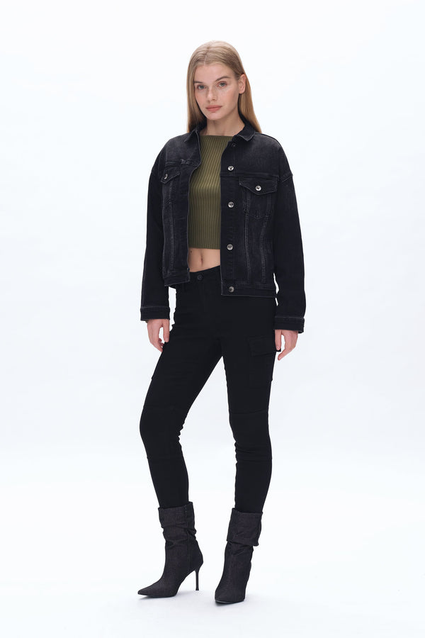 Slim Fit Cargo Jeans-Mom Jeans-BAYEAS