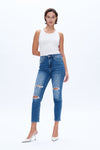 Distressed Mom Jeans-Mom Jeans-BAYEAS