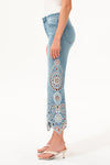 High Rise Embroidered Lace Flare Jeans