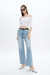 High Rise Straight Leg Denim Jeans-Straight-BAYEAS