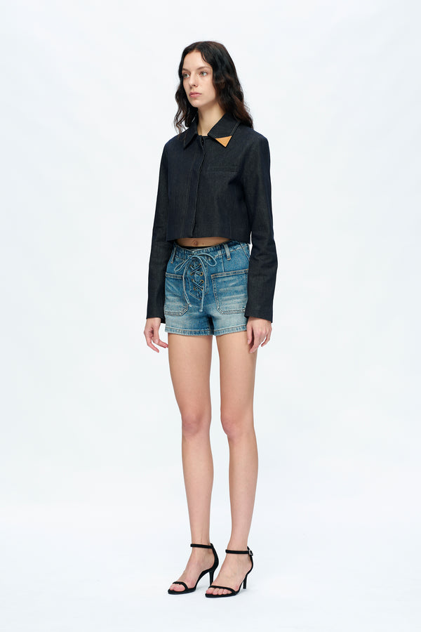 Maya High Rise Casual Denim Shorts-Shorts-BAYEAS