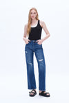 High Rise Wide Leg Denim Jeans-Wide Leg-BAYEAS