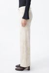 Mid Rise Textured Floral Wide Leg Jeans