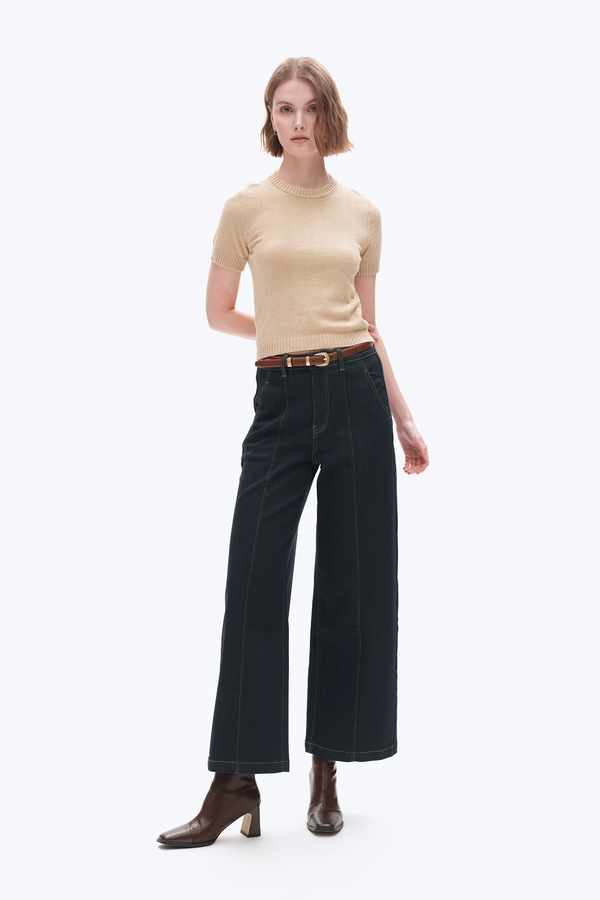 Raw Denim Wide Leg Jeans-Wide Leg-BAYEAS