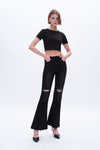 Lauren Flare Jeans With Raw Hem-Flare & Bootcut-BAYEAS
