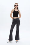 High Rise Flare Denim Jeans-Flare & Bootcut-BAYEAS