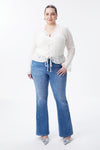 Mid Rise Distressed Bootcut Jeans