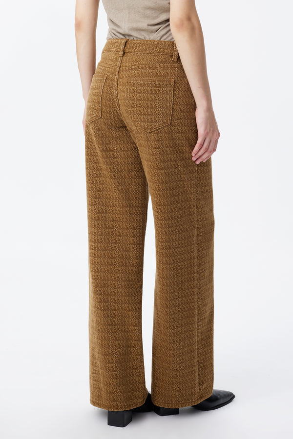 Mid Rise Textured Wide Leg Pants