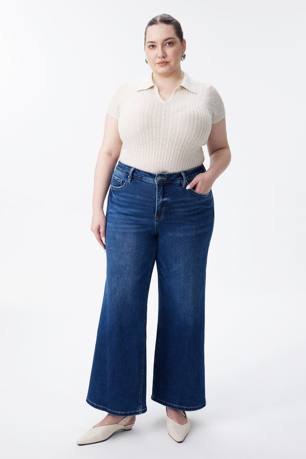 High Rise Ankle Wide Leg Jeans